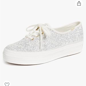 Kate Spade/Keds white glitter sneakers
